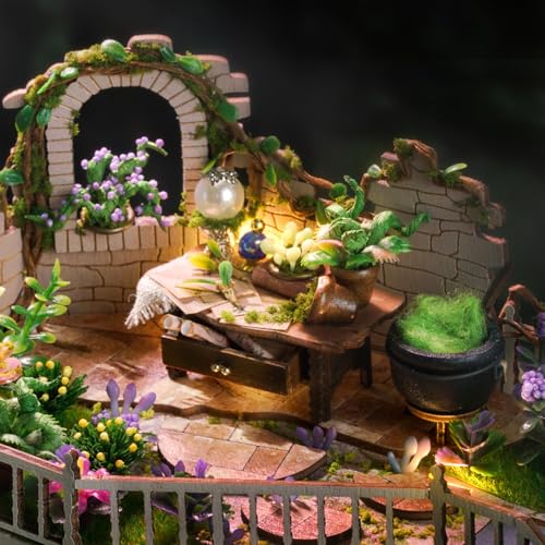 CUTEBEE DIY Dollhouse Miniature Kit, DIY Wooden Dollhouse Kit Miniature House Kit Tiny House Kit, Creative Room Idea (Magic House) - Image 5
