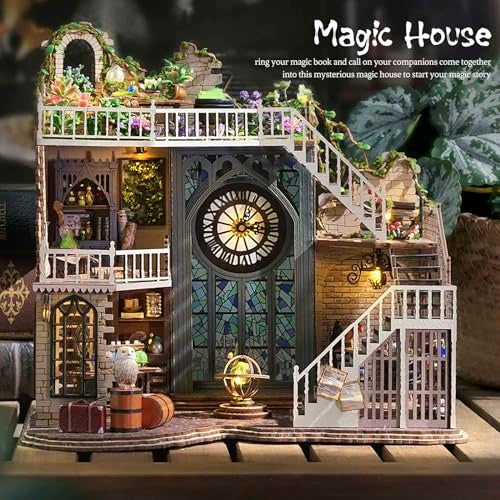 CUTEBEE DIY Dollhouse Miniature Kit, DIY Wooden Dollhouse Kit Miniature House Kit Tiny House Kit, Creative Room Idea (Magic House) - Image 2