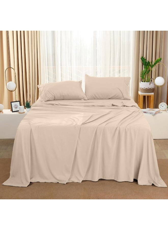 Utopia Bedding California King Sheet Set â€“ 4 Piece Bed Sheets for Cal King Size Bed, Soft and Breathable Microfiber, Includes 1 Fitted Sheet, 1 Flat Sheet and 2 Pillowcases (Beige) - Image 5