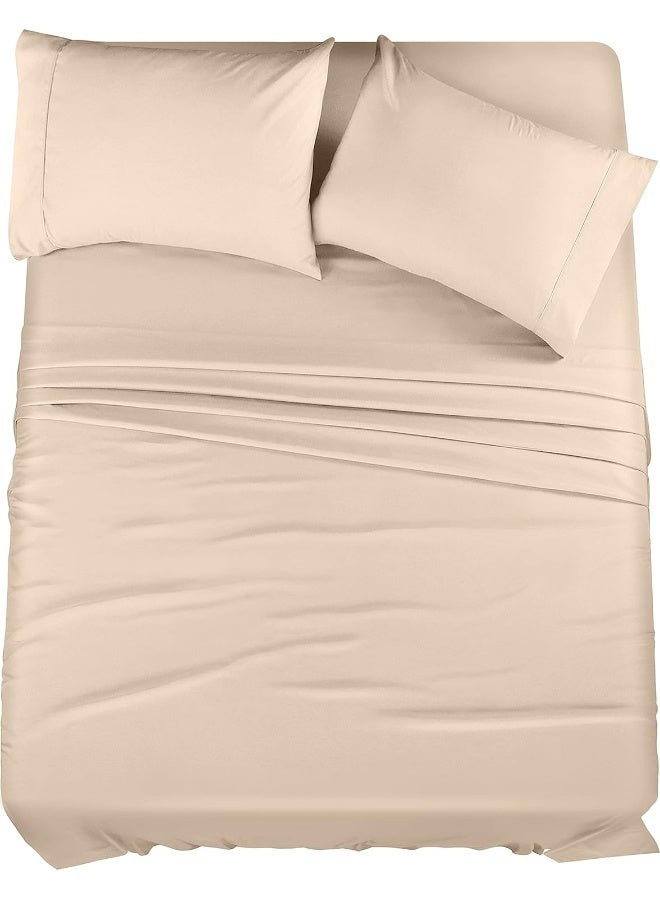 Utopia Bedding California King Sheet Set â€“ 4 Piece Bed Sheets for Cal King Size Bed, Soft and Breathable Microfiber, Includes 1 Fitted Sheet, 1 Flat Sheet and 2 Pillowcases (Beige) - Image 1