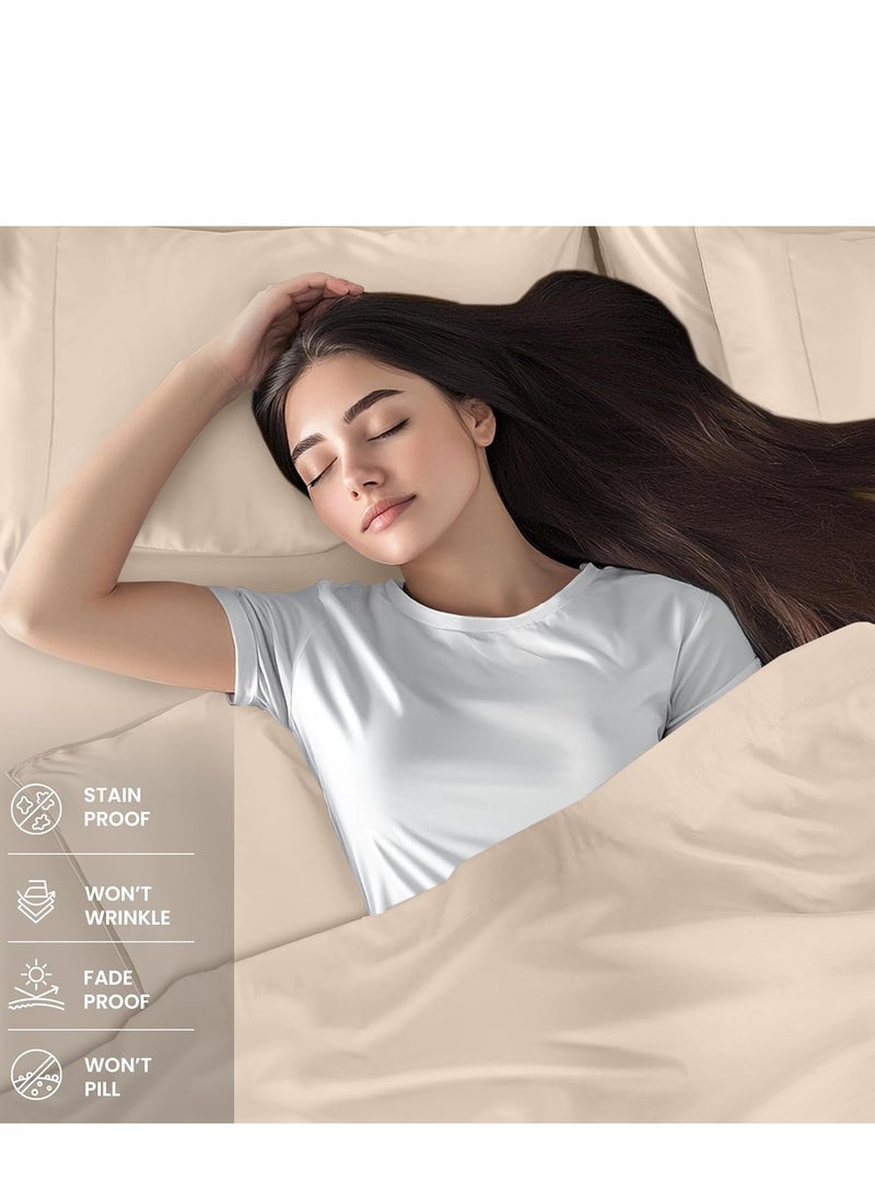 Utopia Bedding California King Sheet Set â€“ 4 Piece Bed Sheets for Cal King Size Bed, Soft and Breathable Microfiber, Includes 1 Fitted Sheet, 1 Flat Sheet and 2 Pillowcases (Beige) - Image 4