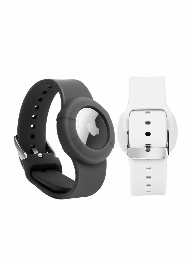 Generic Airtag Wristbands for Kids Soft Silicone Airtag Bracelet Lightweight Waterproof Band Compatible with Apple Airtag Watch Band for Children and Toddler 2 Pcs  - Image 1