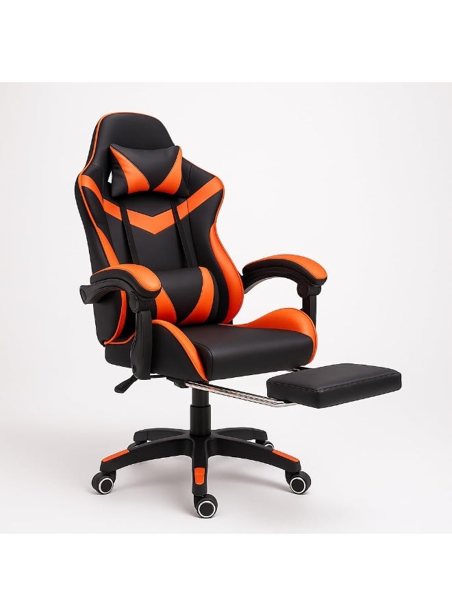 Gaming Chair Flame X1 with Footrest & Lumbar Support – Premium Adjustable Office Chair for Gamers & Professionals – High-Back Ergonomic Design with Headrest, PU Leather, and 360° Swivel (Black&Red) - Image 3