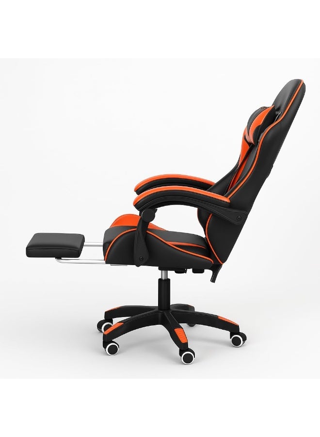 Gaming Chair Flame X1 with Footrest & Lumbar Support – Premium Adjustable Office Chair for Gamers & Professionals – High-Back Ergonomic Design with Headrest, PU Leather, and 360° Swivel (Black&Red) - Image 4