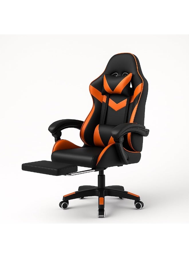 Gaming Chair Flame X1 with Footrest & Lumbar Support – Premium Adjustable Office Chair for Gamers & Professionals – High-Back Ergonomic Design with Headrest, PU Leather, and 360° Swivel (Black&Red) - Image 5