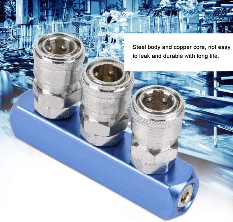 Hilitand Pneumatic Connector Quick Fitting Female Threads, 12mm, Steel and Copper, PT1/4, 3 Way, Air Hose Connecting - Image 4
