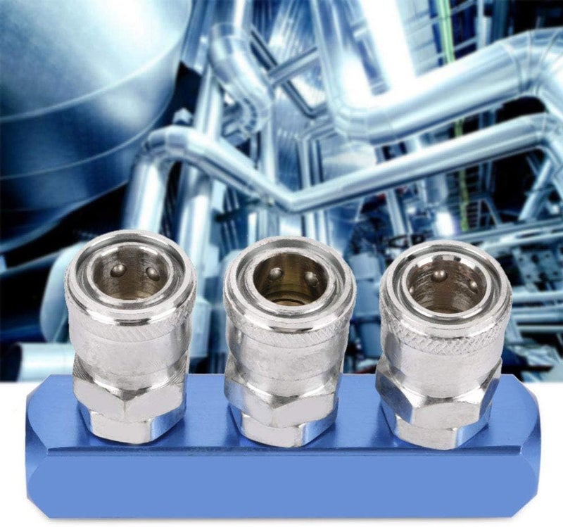 Hilitand Pneumatic Connector Quick Fitting Female Threads, 12mm, Steel and Copper, PT1/4, 3 Way, Air Hose Connecting - Image 2