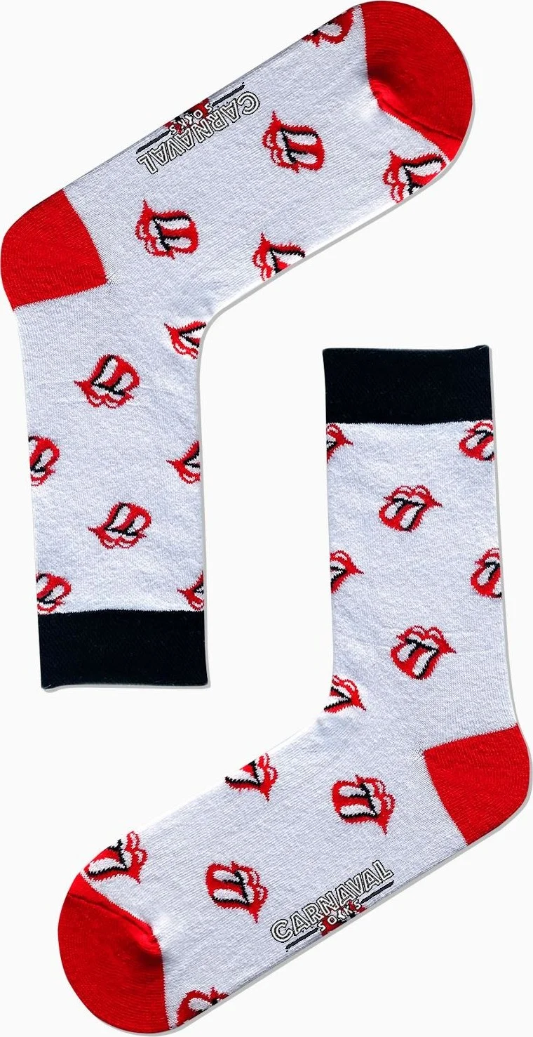 Carnaval Socks Red Tongue Out Patterned Colorful Socks