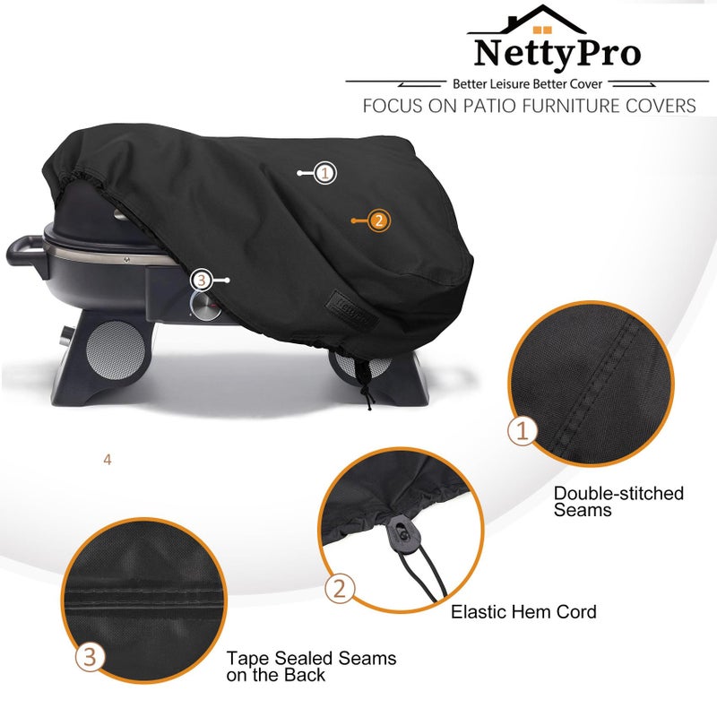 NettyPro Griddle Cover for 22 Inch 17 Inch Table Top Griddle, Waterproof Heavy Duty Portable Tabletop 2-Burner Propane Grill Cover for Cuisinart, Monument, Pit Boss, Royal Gourmet, Black - Image 4