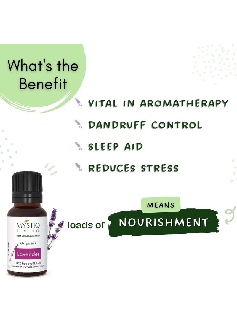 MYSTIQ LIVING - Mystiq Living Lavender Essential Oil for Healthy Hair & Skin, Aromatherapy - 15ML |100% Pure, Natural, Undiluted & Therapeutic Grade - Image 1