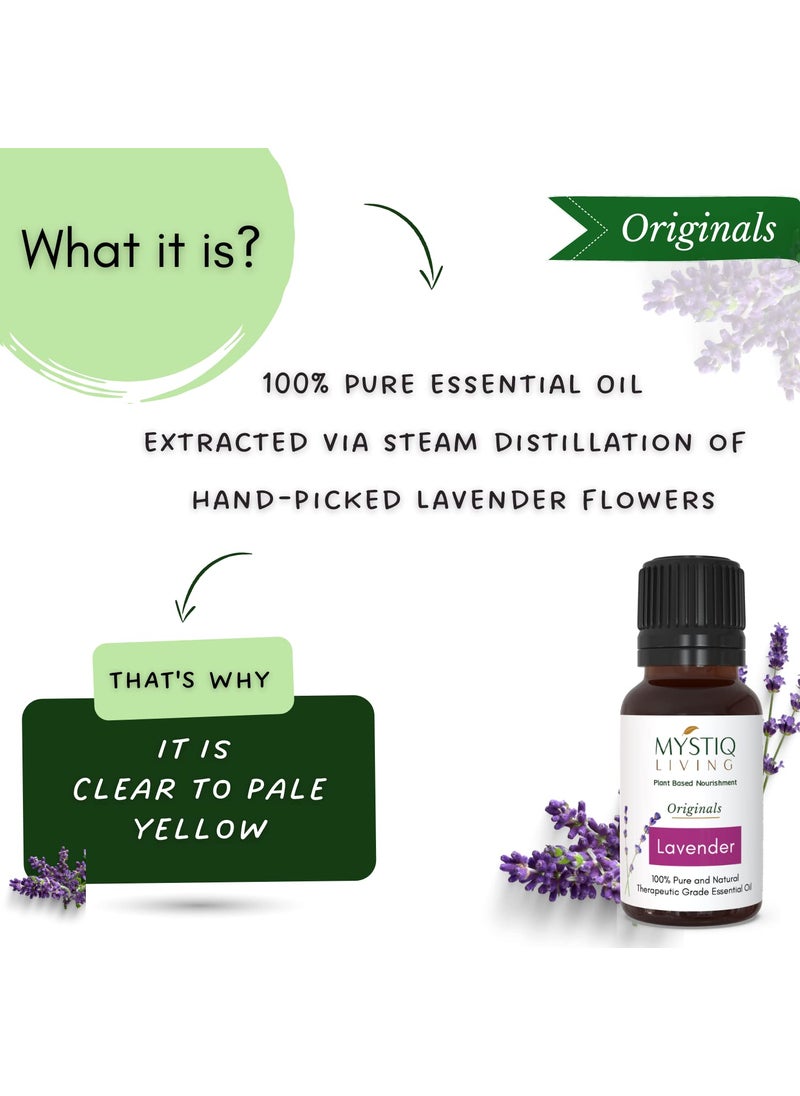 MYSTIQ LIVING - Mystiq Living Lavender Essential Oil for Healthy Hair & Skin, Aromatherapy - 15ML |100% Pure, Natural, Undiluted & Therapeutic Grade - Image 1