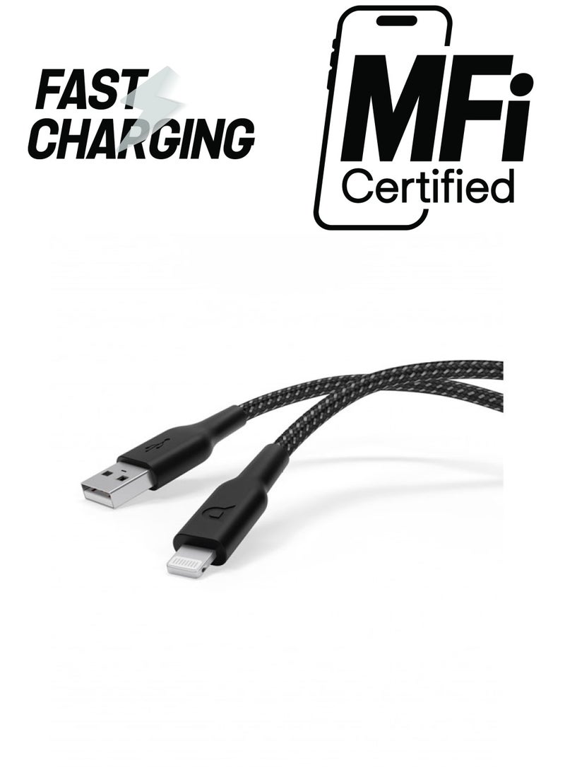 Powerology Powerology Braided USB-A To Lightning Data & Fast Charge Cable - Black  - Image 1