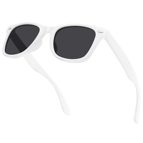 MEETSUN Polarized Sunglasses for Men Women Classic Retro Square Frame Driving Sun Glasses UV400 Protection White Grey - Image 1