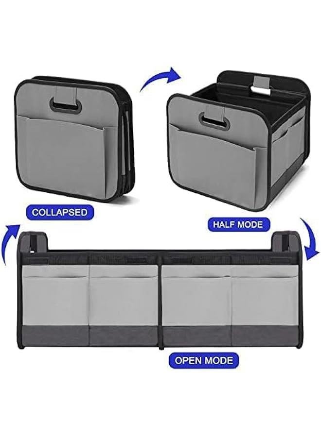 هوكور منظم صندوق السيارة من لوك روزي، تخزين السيارة، مقابض معززة، صندوق تخزين قابل للطي مع فواصل، قابل للطي ومقاوم للماء، بوليستر اكسفورد 600D، مناسب لاي سيارة وسيارات الدفع الرباعي والشاحنات (رمادي) - Image 3