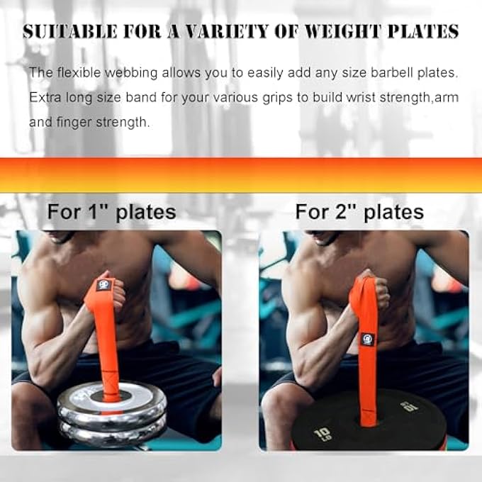 rayihni حزام تدريب مصارعة الذراع مع مقبض يد - مثالي لتمارين المعصم والساعد والعضلات ذات الرأسين معدات لياقة بدنية متعددة الوظائف مناسبة لألواح باربل بسمك 1 بوصة و 2 بوصة - Image 4