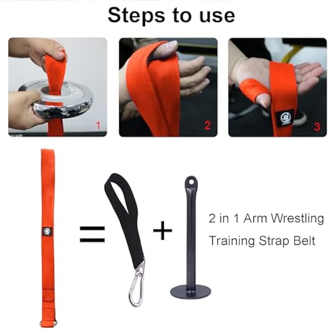 rayihni حزام تدريب مصارعة الذراع مع مقبض يد - مثالي لتمارين المعصم والساعد والعضلات ذات الرأسين معدات لياقة بدنية متعددة الوظائف مناسبة لألواح باربل بسمك 1 بوصة و 2 بوصة - Image 5