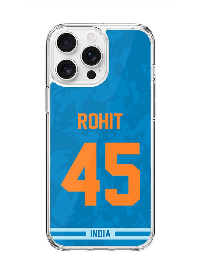 Stylizedd For iPhone 16 Pro Max Case [Compatible with MagSafe] Slim Magnetic cover Clear Phone Case - Team India Rohit Sharma, Jersey No 45 - Image 1
