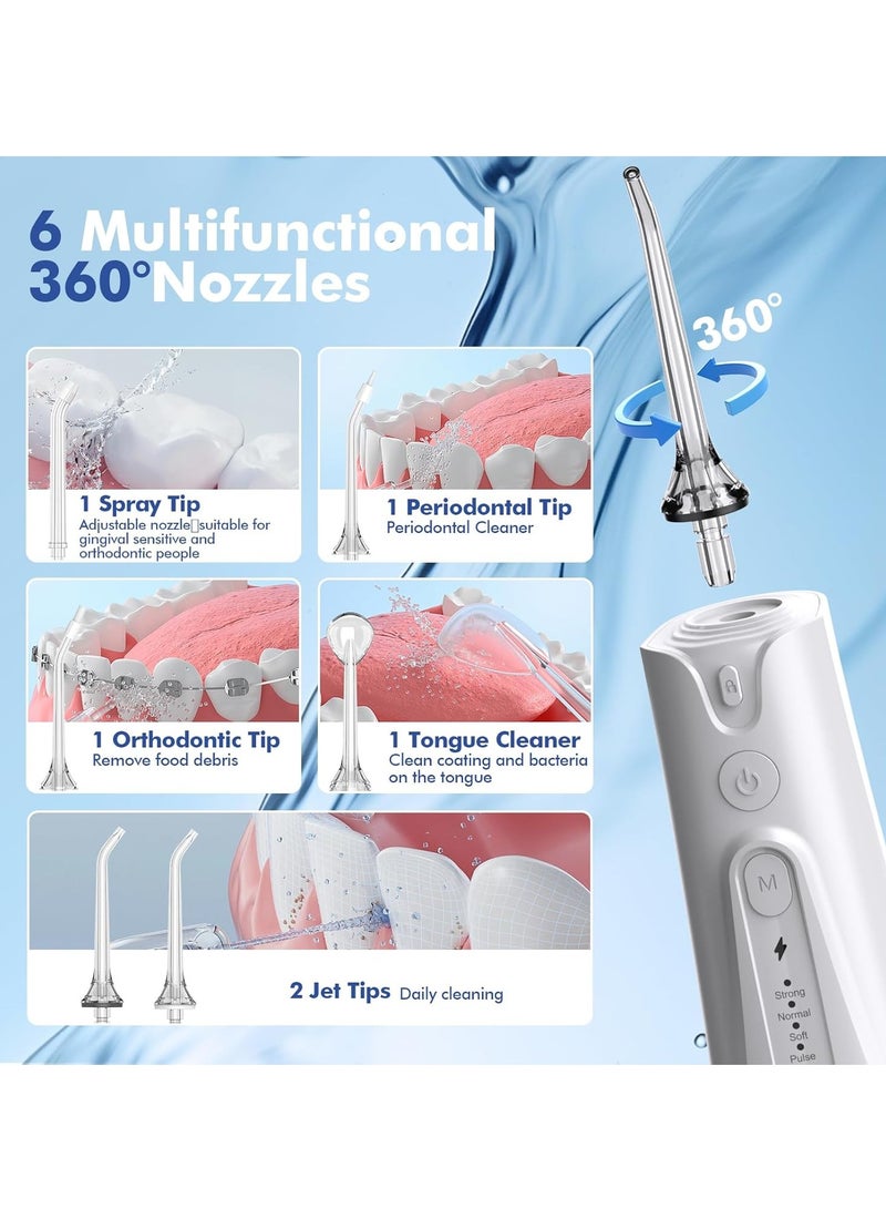 Bezvoi Water Flosser Teeth Pick: 5 Modes Cordless Water Dental Floss 300ML Portable Rechargeable IPX7 Waterproof Electric Water Flossing Cleaning Picks with 6 Jet Tips Oral Irrigator Cleaner, White  - Image 5