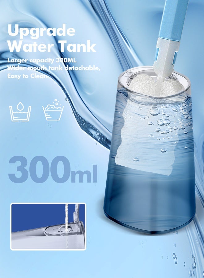 بزفوي خيط مائي كهربائي لتنظيف الأسنان – 5 أوضاع، لاسلكي، قابل لإعادة الشحن، خزان ماء 300 مل، مقاوم للماء IPX7، مع 6 فوهات، جهاز تنظيف الفم بالضغط المائي، أسود - Image 4