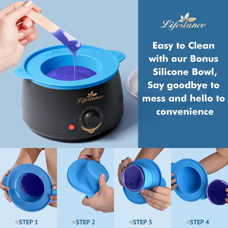 Lifestance Complete Home Waxing Kit, L1 Hard Wax Warmer for Hair Removal, Brazilian Bikini Wax Kit for Women Men, 59 Items, No-Mess Silicone Liner, Wax Heater, Hot Wax Pot for Body Leg Face Eyebrow - Image 5
