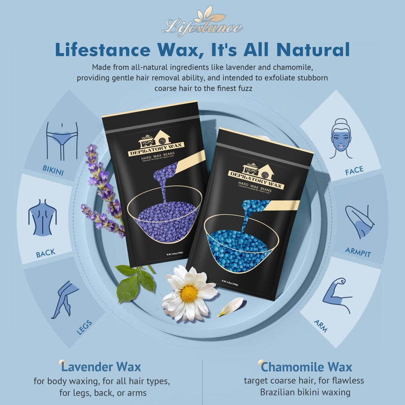 Lifestance Complete Home Waxing Kit, L1 Hard Wax Warmer for Hair Removal, Brazilian Bikini Wax Kit for Women Men, 59 Items, No-Mess Silicone Liner, Wax Heater, Hot Wax Pot for Body Leg Face Eyebrow - Image 3