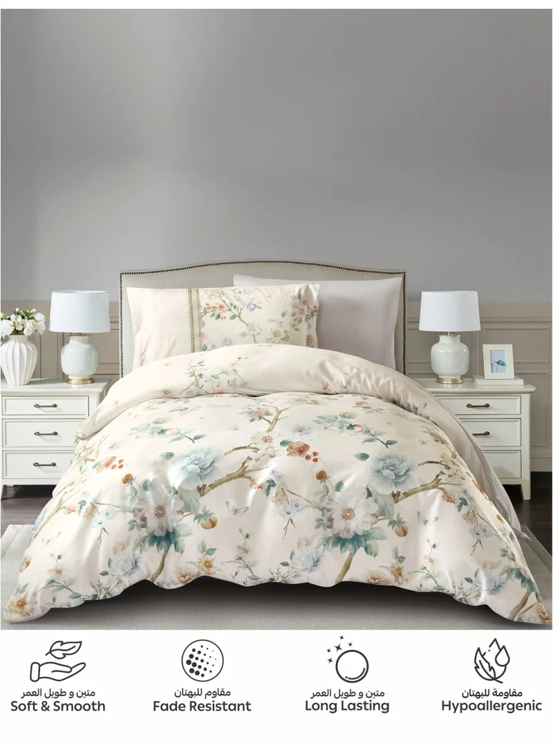 Donetella Digital Print Duvet cover Set,Queen Size 200x230 cm - 4-Pcs Bed Set, ,Emirate Collection, Microfiber - 1 Duvet Cover, 1 Fitted Sheet, 1 Pillow Shams, 1 Pillowcases (Filler Not Include)