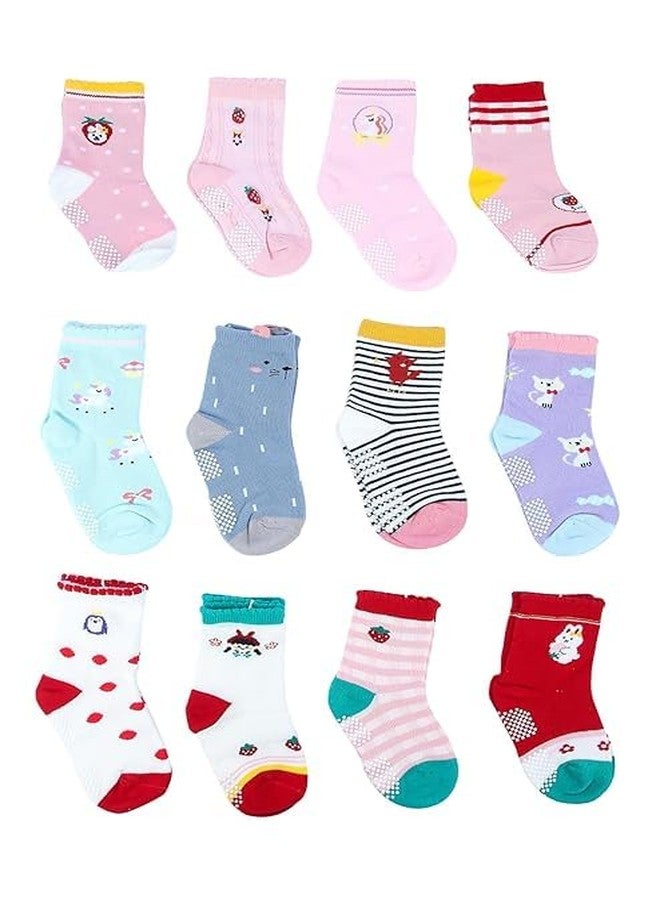 ASJAR Ramita Cotton Anti Slip Grip Dotted Socks for Kids And Babies Boys & Girls (Random Designs/Assorted)-(Pack of 4) - Image 3