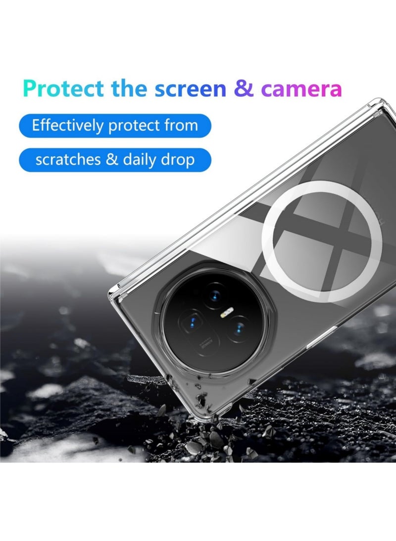 Aookay Magnetic for Honor Magic V5 Case with Hinge Protection, [Compatible with MagSafe] Slim Thin Transparent PC Back Anti-Yellow Mil-Grade Protection Shockproof Phone Cover for Magic V5 5G (Clear) - Image 5