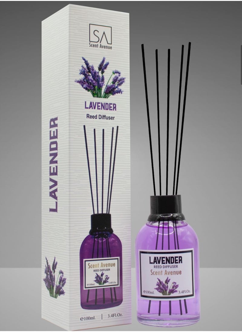 Scent Avenue - Reed Diffuser SCENT AVENUE Lavender, 100ml, 5 Rattan, 60 Days Calming Lavender Aroma - Image 1