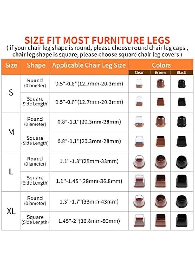 24PCS Clear Chair Leg Floor Protectors for Hardwood Floors, Floor Protectors for Chairs, Felt Furniture Pads, Chair Leg Caps Covers, Chair Leg Socks Bar Stool Leg Floor Protectors (Fit: 0.8 - 1.1) - Image 2