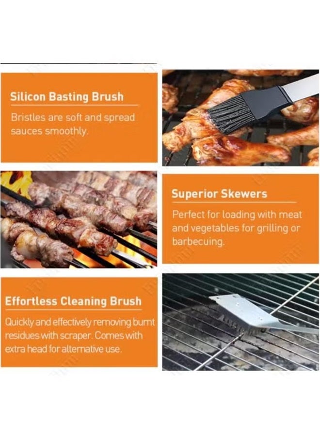 RollsTimi  Kitchen Professional BBQ Tools Grill Set (26-Piece Kit) Heavy-Duty Stainless-Steel Utensils | Barbecue Grilling & Cooking Accessories | Spatula, Tongs, Fork, Basting Brush & More - Image 4