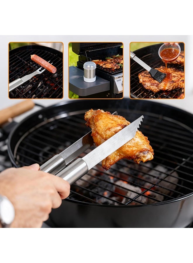 RollsTimi  Kitchen Professional BBQ Tools Grill Set (26-Piece Kit) Heavy-Duty Stainless-Steel Utensils | Barbecue Grilling & Cooking Accessories | Spatula, Tongs, Fork, Basting Brush & More - Image 5