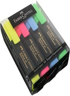Faber castell set of 4 pieces of colourful highlighters assorted colours with high quality performance for home, office and school -multicolor