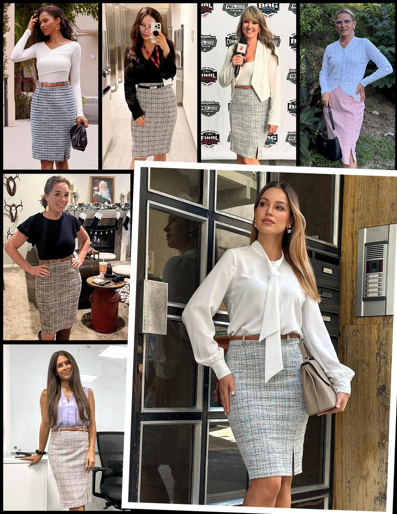 Kate Kasin Women's High Waist Stretchy Bodycon Office Midi Pencil Skirt - Image 5