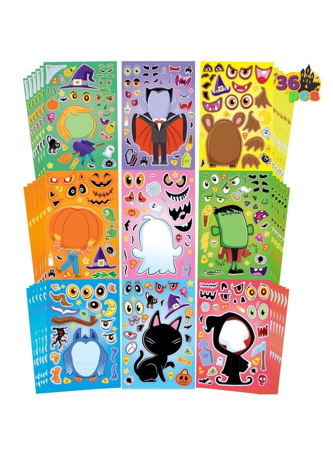JOYIN 36 Pcs Halloween Make a Face Stickers for Kids, Crafts Party Supplies, Halloween Party Favor, Funny Stickers with 9 Designs, Classroom Art Activities Games Goodies Treats - Image 1