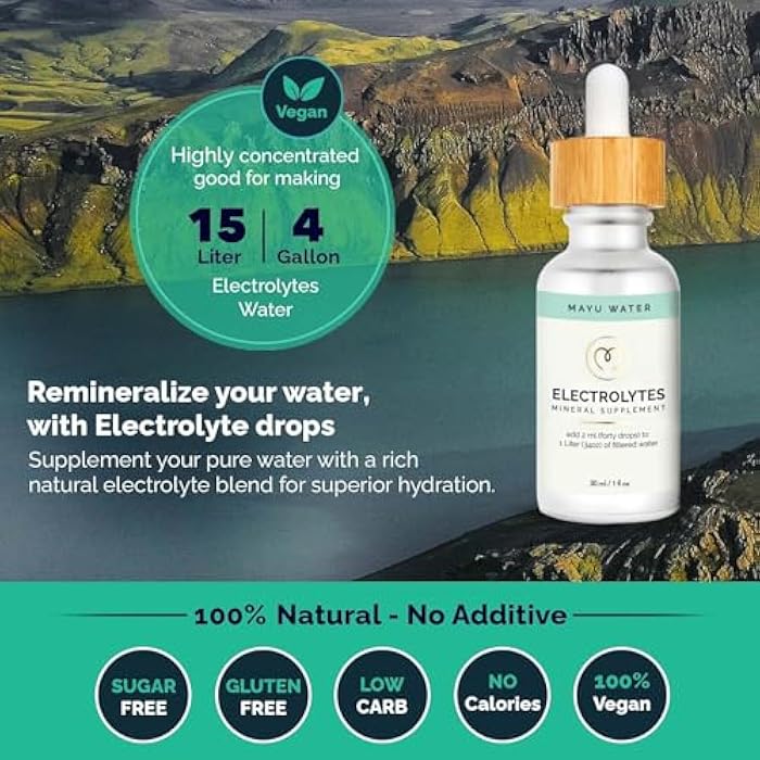 MAYU Electrolyte Water Drops - Fast Absorption Mineral Drops for Drinking Water, Hydration Essential Minerals Mix - 100% Pure Natural Minerals, Dehydration Solution, Sugar Free Electrolytes -30 ml (1) - Image 4