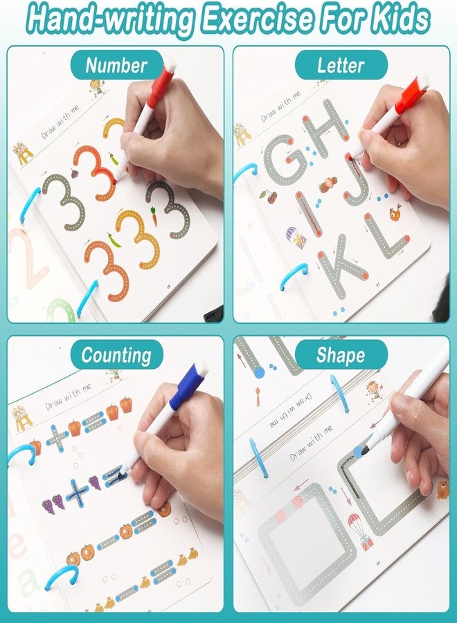 SENVOX Reusable Magic Practice Copybook Kit for Kids | Magical Tracing Workbook Set For Preschool Educational | Hand Writing Pen Control Training Book For Learning to Write The Alphabets & Numbers - Image 5