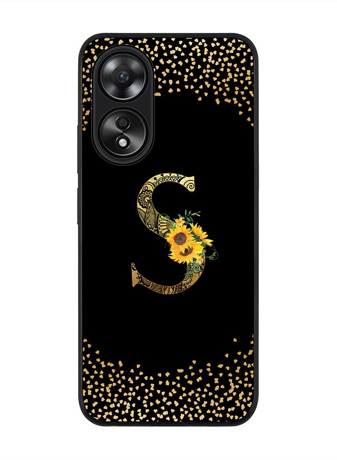 Stylizedd Rugged Black edge case for Oppo A58 4G, Slim fit Thin Cover- Custom Monogram Initial Letter Mandala Floral Pattern Alphabet- S (Black) - Image 1