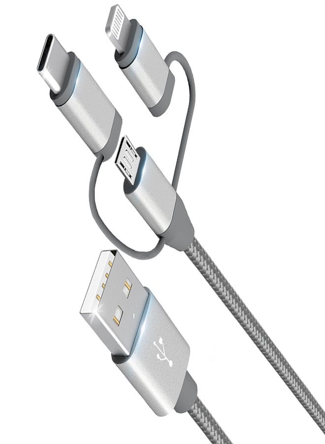 MICFLIP 3 in 1 Charging Cable Adapter,Apple MFi Certified Lightning,Type-C,Micro USB Cable,Compatible with iPhone 16/15/14,iPad,Huawei, HTC,LG,Samsung Galaxy,Sony Xperia,Car Play(1 Pack,3.4ft) - Image 1