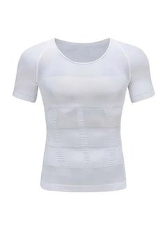 Men's Slimming Tank Top Body Shaper Compression Shirts For Men Slim Undershirts Abs Vest For Workout Abdomen, White