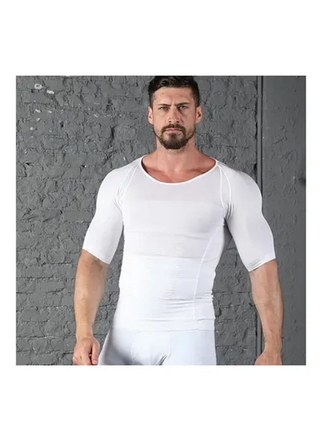 Generic - Men's Slimming Tank Top Body Shaper Compression Shirts For Men Slim Undershirts Abs Vest For Workout Abdomen, White - Image 1