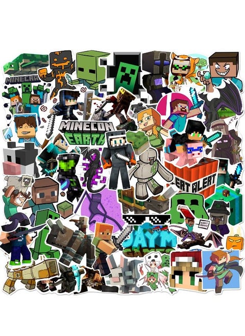 50-Piece Minecraft Stickers, Vinyl Waterproof Art Stickers for Laptop,Skateboard, Water Bottles,Computer,Phone,Guitar,Cartoon Stickers for Kids Teens Adult