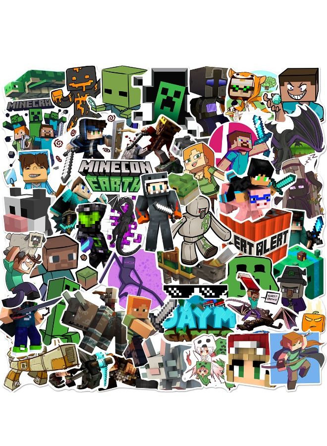 50-Piece Minecraft Stickers, Vinyl Waterproof Art Stickers for Laptop,Skateboard, Water Bottles,Computer,Phone,Guitar,Cartoon Stickers for Kids Teens Adult  - Image 1