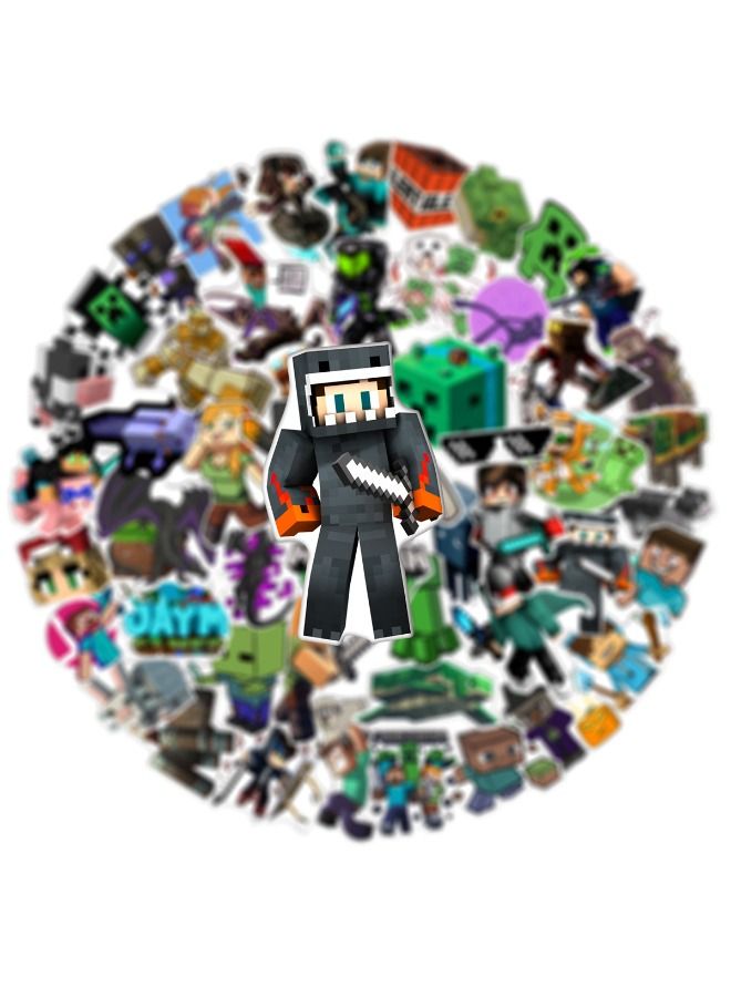 50-Piece Minecraft Stickers, Vinyl Waterproof Art Stickers for Laptop,Skateboard, Water Bottles,Computer,Phone,Guitar,Cartoon Stickers for Kids Teens Adult
