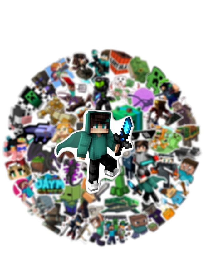 50-Piece Minecraft Stickers, Vinyl Waterproof Art Stickers for Laptop,Skateboard, Water Bottles,Computer,Phone,Guitar,Cartoon Stickers for Kids Teens Adult