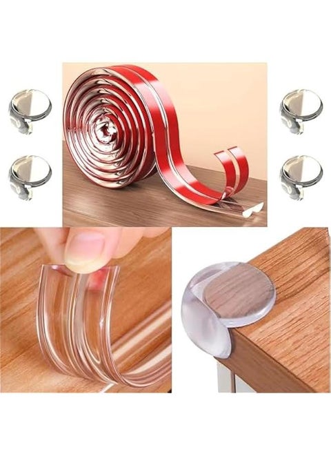 Safety Edge Corner Protector Set, Clear Baby Proofing Guards, Tables, Furniture, Soft Silicone Bumper Strip with Round Child Edge Protector for Cabinets (4M)