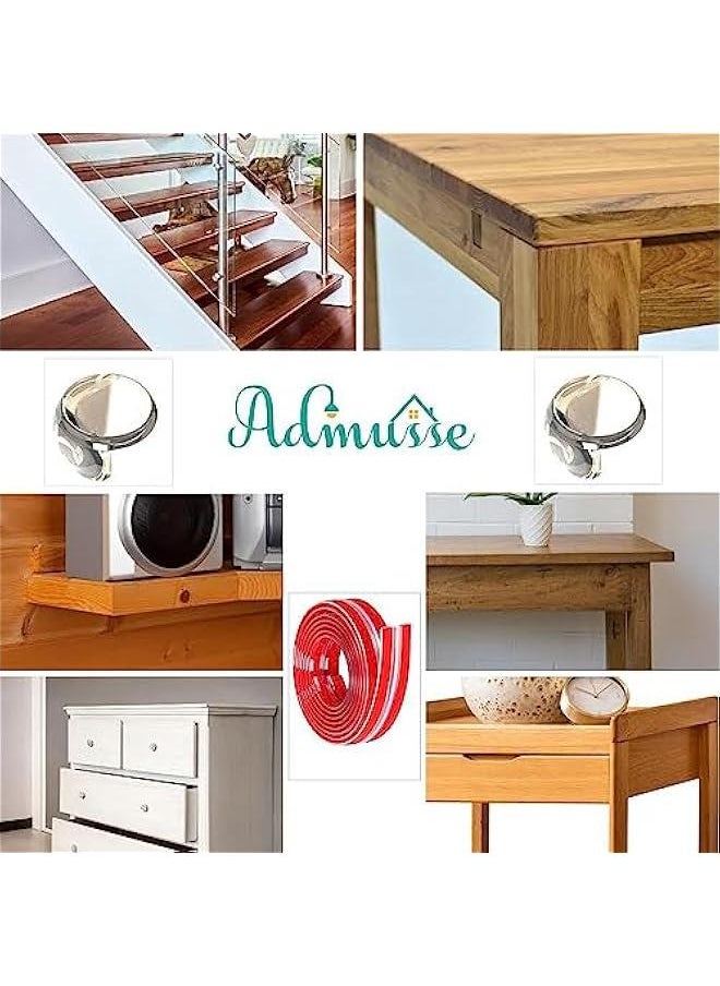 Safety Edge Corner Protector Set, Clear Baby Proofing Guards, Tables, Furniture, Soft Silicone Bumper Strip with Round Child Edge Protector for Cabinets (4M)