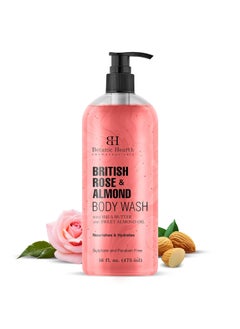 Botanic Hearth Botanic Hearth British Rose  Almond Body Wash with Shea Butter  Moisturizing Body Wash Shower Gel for Softer Smoother Skin  Sulfate  Paraben Free  16 fl oz 
