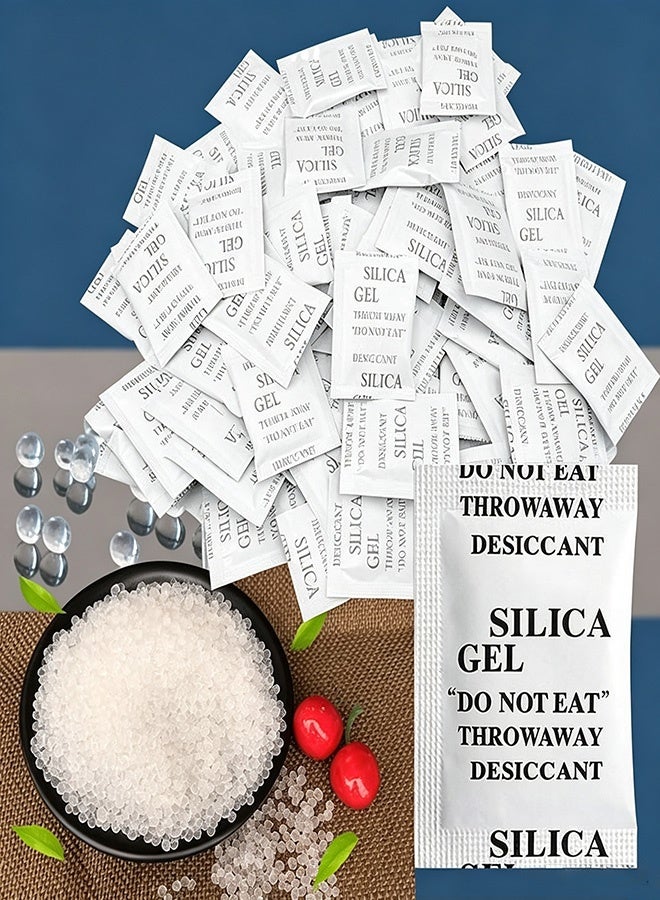 INSIJAM 100 Packs 2 Gram Desiccant Packets Food Safe Silica Gel Desiccant Packets Premium Moisture Absorbers for Food Storage Desiccant Beads Packet for Moisture Storage Control - Image 1