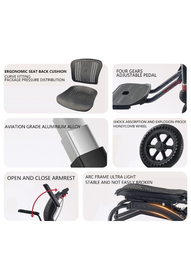 كرسي متحرك يدوي للسفر قابل للطي بشكل خفيف للغاية للأشخاص ذوي الإعاقة وكبار السن مع مقبض تلسكوبي يمكن حمله على متن الطائرة - Image 5